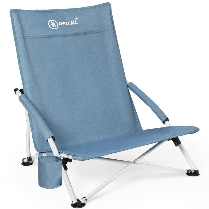 HOMECALL Klappstuhl Strandstuhl leicht – Campingstuhl mit Armlehnen & Tragetasche bis 120 kg belastbar, blau | B-Ware Sonderposten