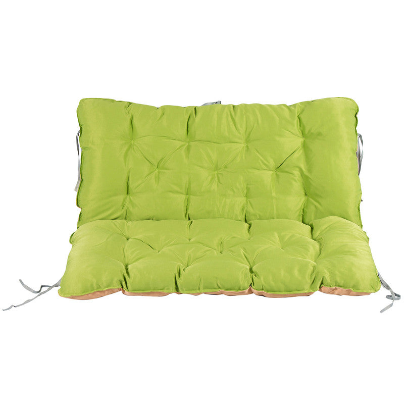 Bankauflage mit Rückenteil 100×98×10 cm – Wendeauflage für Gartenbank, Grün-beige