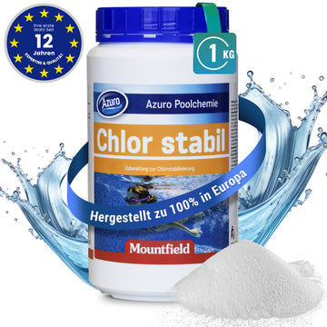 Azuro Chlorstabilisator Granulat für Pool – Stabilisiert Chlor, UV-Schutz, reduziert Chlorverbrauch, Poolpflege