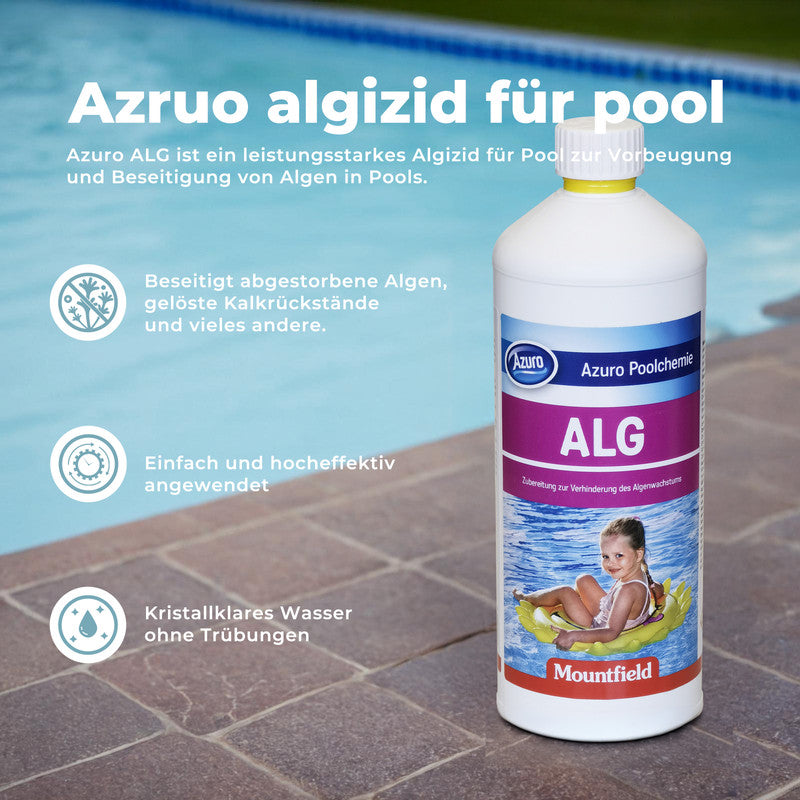 Azuro Clear Forte Poolreiniger – Entfernt Fett, Öl & Wasserlinienverschmutzungen, Reiniger für Poolwände & Poolfolie