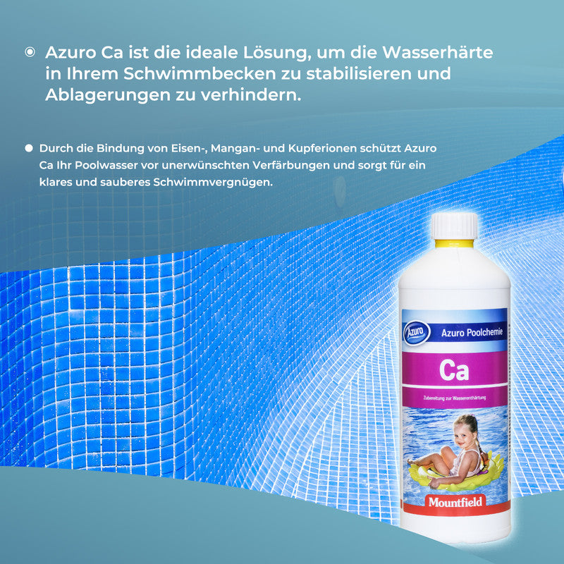 Azuro Ca Härtestabilisator Pool – Gegen Kalkablagerungen & Wasserverfärbungen, Pool Wasserpflege für klares Poolwasser