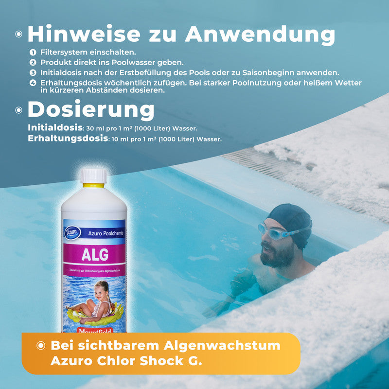 Azuro Clear Forte Poolreiniger – Entfernt Fett, Öl & Wasserlinienverschmutzungen, Reiniger für Poolwände & Poolfolie