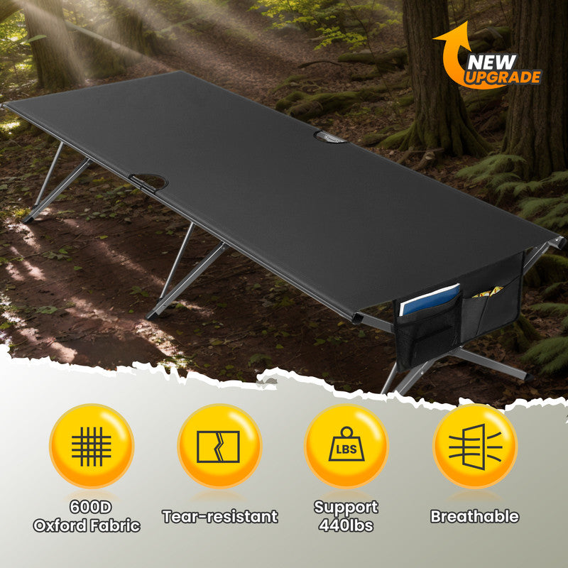 XXL Campingbett klappbar bis 200 kg – stabiles Feldbett mit Tragetasche, faltbar und extra groß