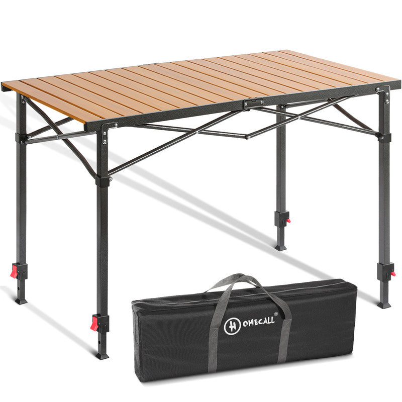 HOMECALL Campingtisch klappbar höhenverstellbar 120×70 cm – Aluminium Rolltisch bis 100 kg | B-Ware Sonderposten