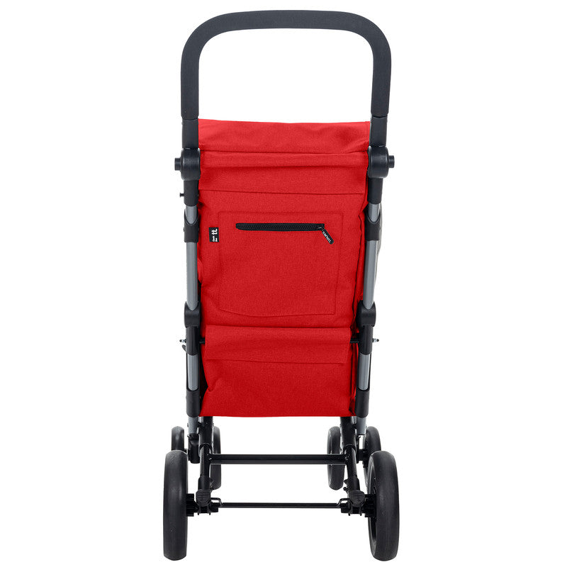 Einkaufstrolley klappbar 53 L mit Kühltasche – Einkaufswagen bis 25 kg belastbar Shopping Trolley rot