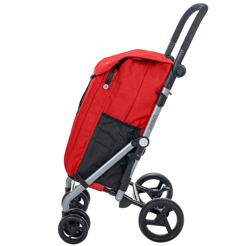 Einkaufstrolley klappbar 53 L mit Kühltasche – Einkaufswagen bis 25 kg belastbar Shopping Trolley rot