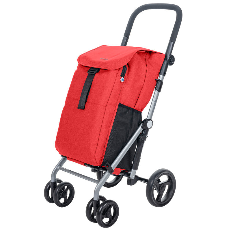 Einkaufstrolley klappbar 53 L mit Kühltasche – Einkaufswagen bis 25 kg belastbar Shopping Trolley rot