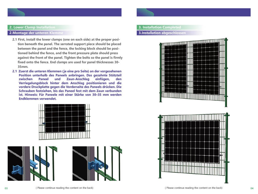 PV-Zaunklemmen 4er Set Schwarz – Solarhalterung für Doppelstabmatten, Direktmontage ohne Schiene
