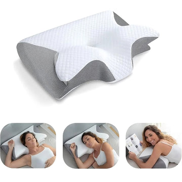 Ergonomisches Memory-Foam Nackenkissen – Orthopädische Unterstützung für Rücken-, Seiten- und Bauchschläfer