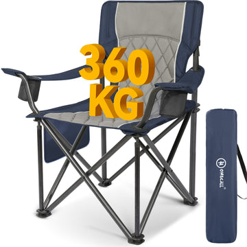 Großer Campingstuhl klappbar bis 360 kg – extra stabiler Outdoor-Klappstuhl mit Getränkehaltern und Tragetasche