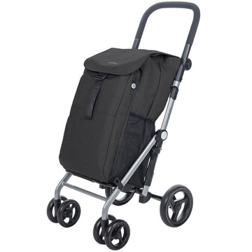 Carlett Einkaufstrolley klappbar 53 L + 10 L Kühltasche – 4-Rad Einkaufswagen bis 25 kg belastbar schwarz | B-Ware Sonderposten