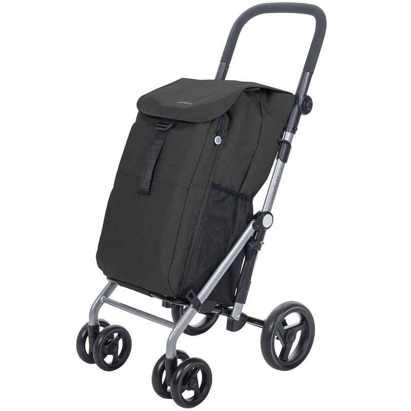 Carlett Einkaufstrolley klappbar 53 L + 10 L Kühltasche – 4-Rad Einkaufswagen bis 25 kg belastbar schwarz | B-Ware Sonderposten