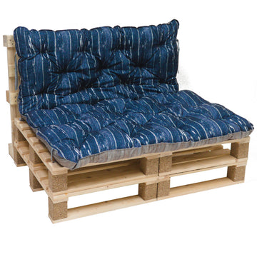 Palettenkissen Wendeauflage Blau-Beige 120×140×10 cm – Sitzauflage für Europaletten, wetterfest & komfortabel