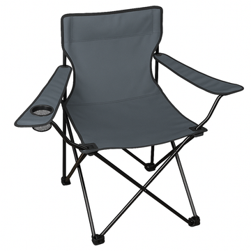 Campingstuhl faltbar Grau – robuster Faltstuhl mit Getränkehalter für Camping, Festival & Garten