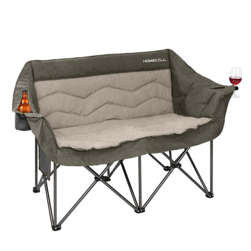 HOMECALL Campingstuhl 2 Personen faltbar – Doppel Campingsofa bis 360 kg, stabile Camping Couch mit Rückenlehne, Grün