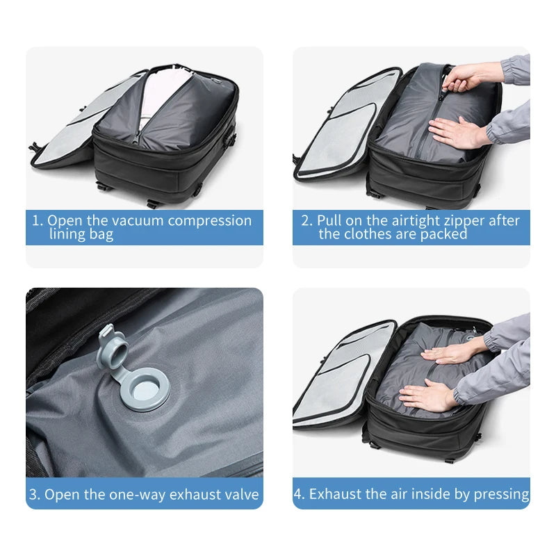 Vakuum-Reiserucksack – Kompressions-Travel-Backpack für platzsparendes Packen