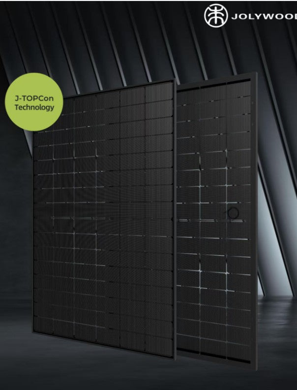 Jolywood JW-HD96N-R2 440W Solarmodul – bifaziales N-Typ Glas-Glas-Modul in Transparent Black