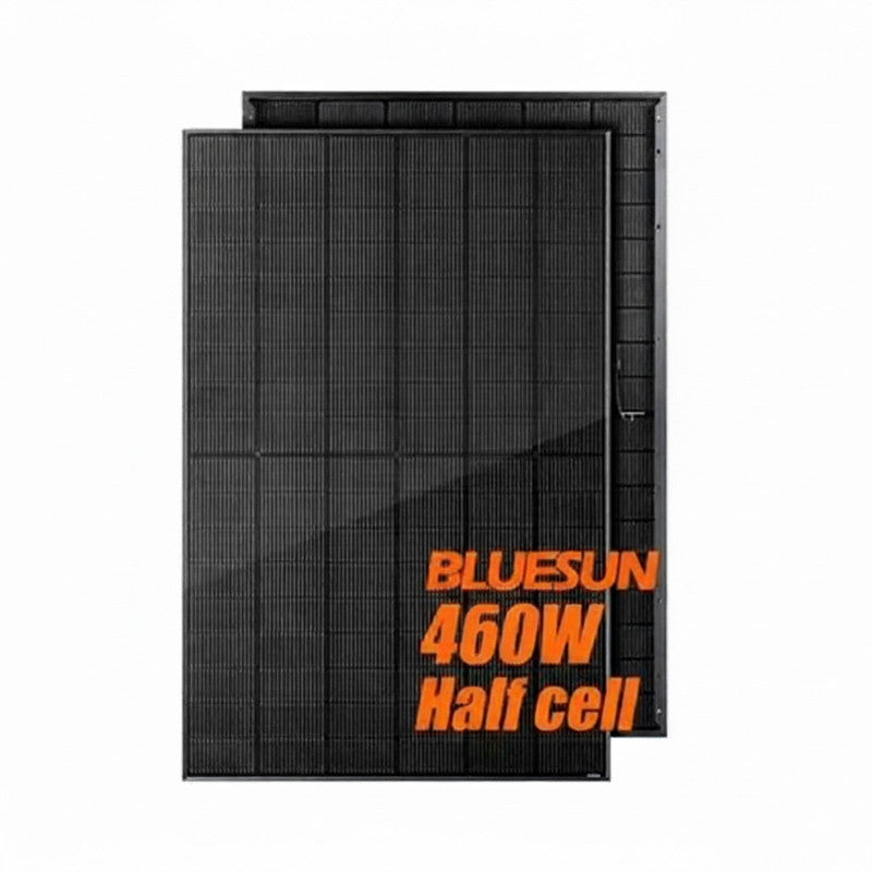 Bluesun Bifaziales Solarmodul 460 Wp Schwarz – Doppelglas TOPCon, 23,04 % Effizienz, 108 Half Cells