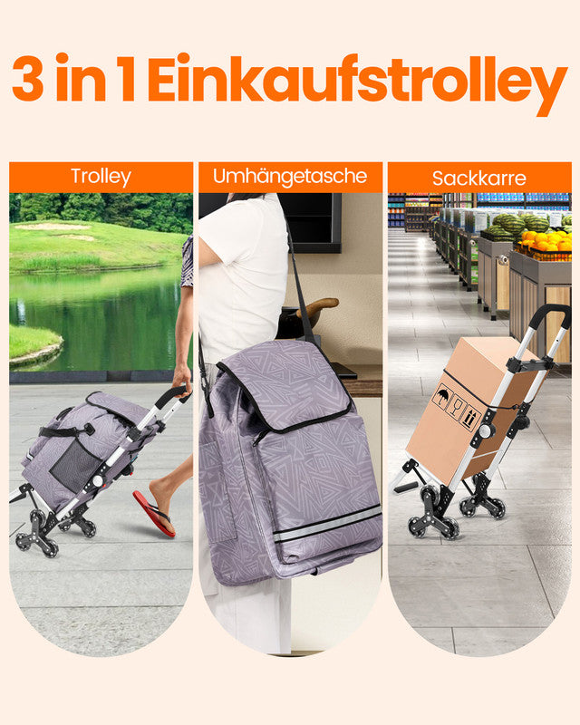 HOMECALL Einkaufstrolley klappbar 55L – Shopping Trolley mit Kühltasche bis 50 kg belastbar | B-Ware Sonderposten