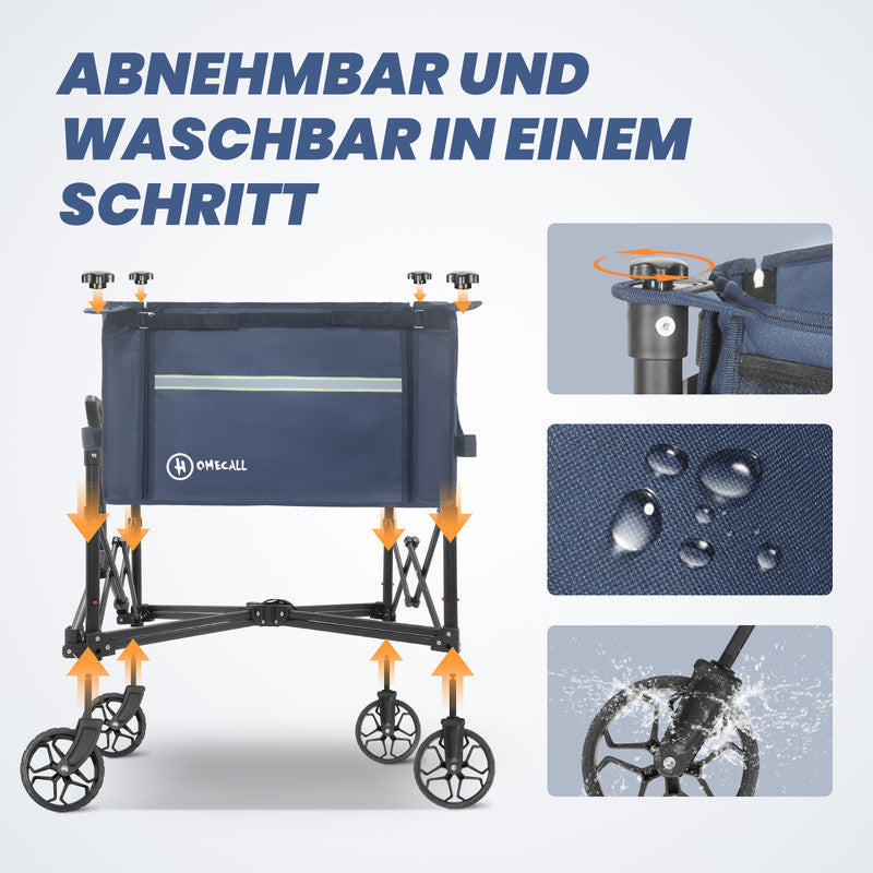 Faltbarer Bollerwagen – Handwagen mit klappbaren Seitenwänden bis 100 kg belastbar blau