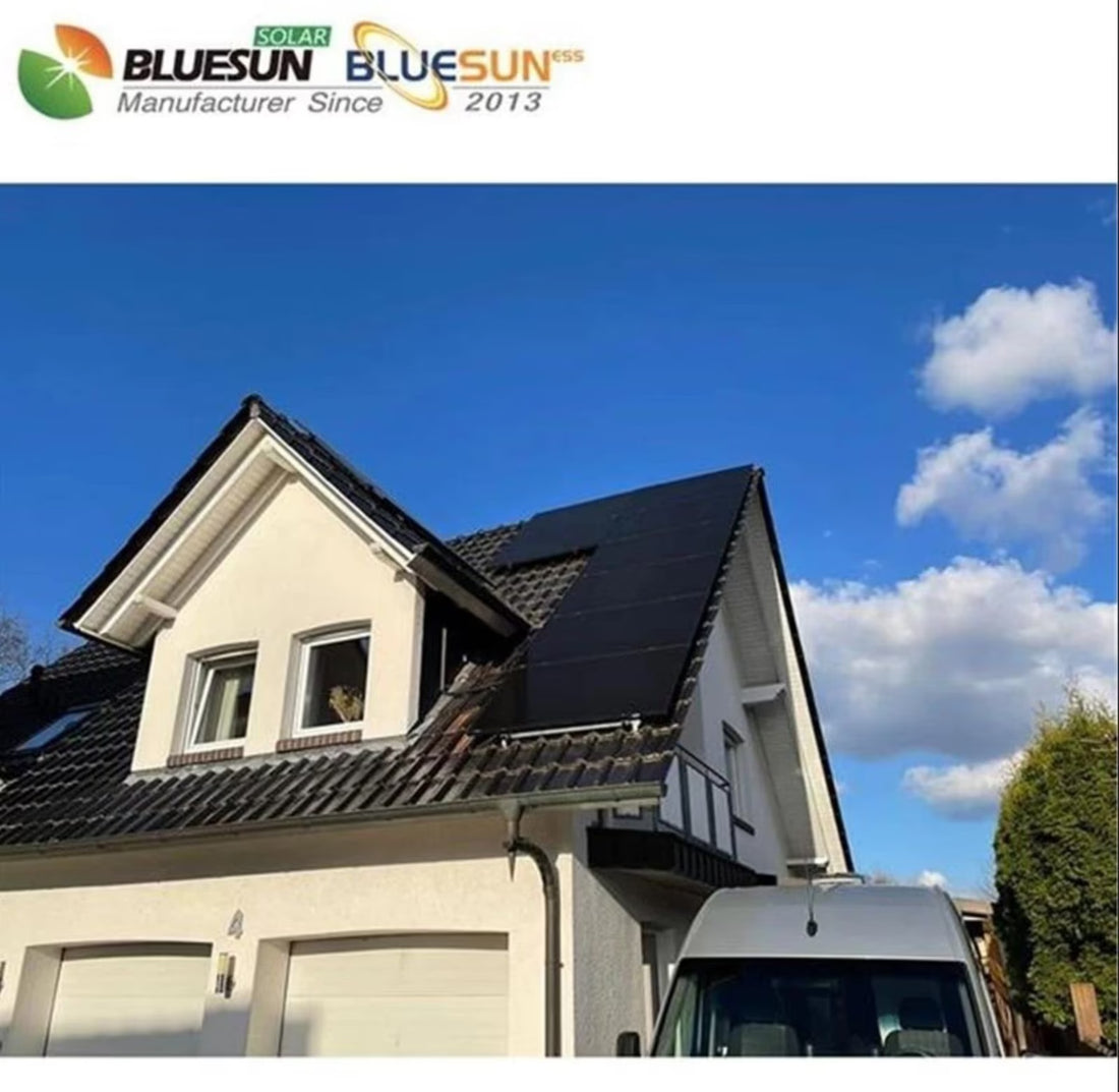 Bluesun Bifaziales Solarmodul 460 Wp Schwarz – Doppelglas TOPCon, 23,04 % Effizienz, 108 Half Cells