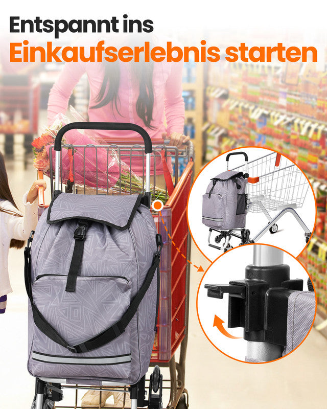 HOMECALL Einkaufstrolley klappbar 55L – Shopping Trolley mit Kühltasche bis 50 kg belastbar | B-Ware Sonderposten