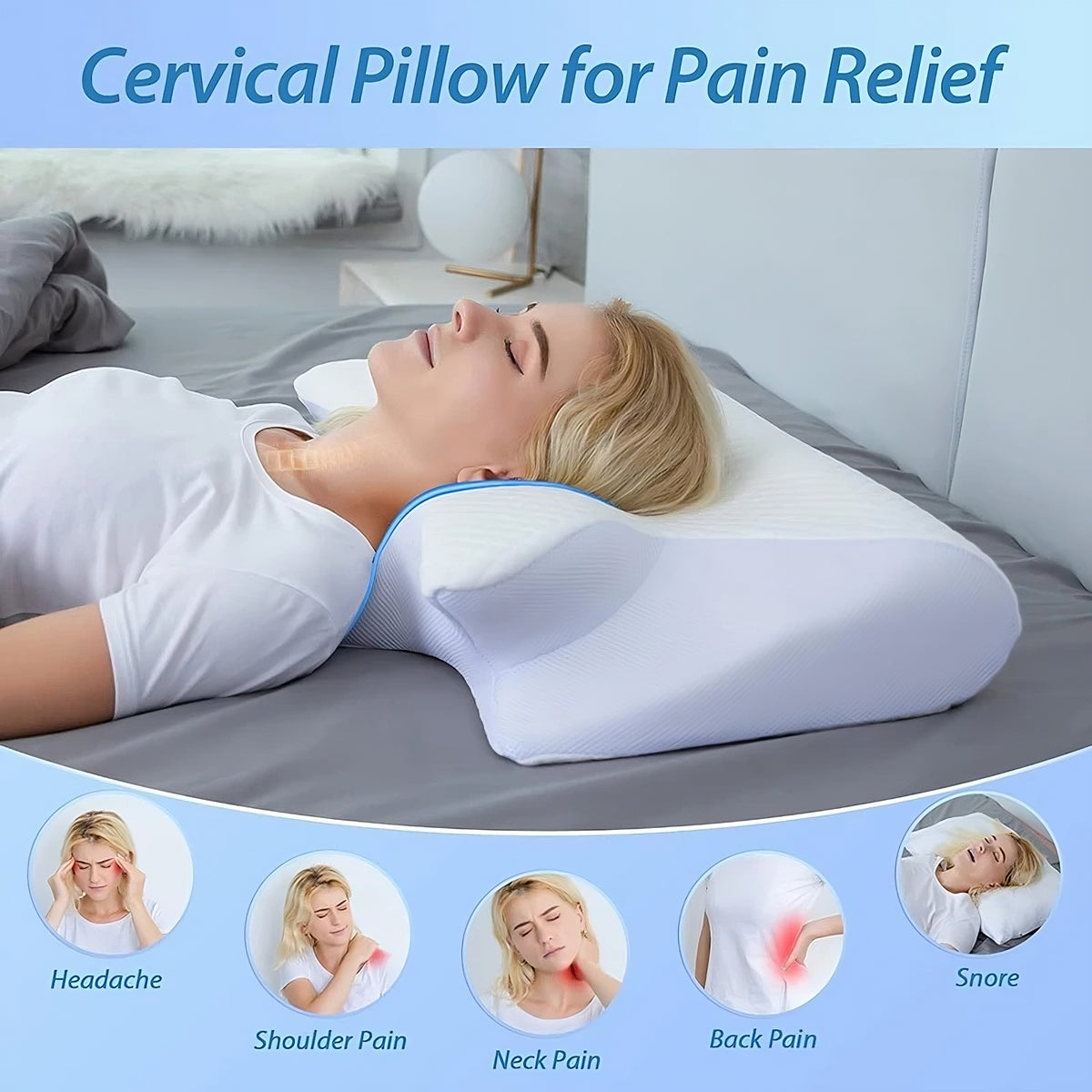 Ergonomisches Memory-Foam Nackenkissen – Orthopädische Unterstützung für Rücken-, Seiten- und Bauchschläfer