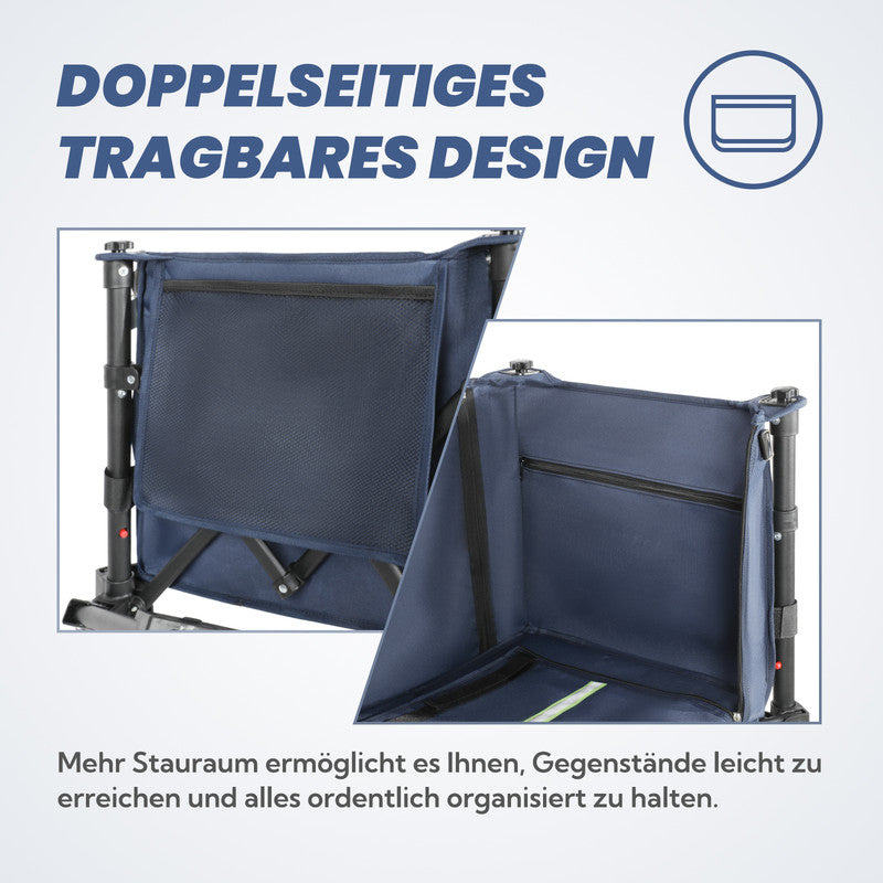 Faltbarer Bollerwagen – Handwagen mit klappbaren Seitenwänden bis 100 kg belastbar blau