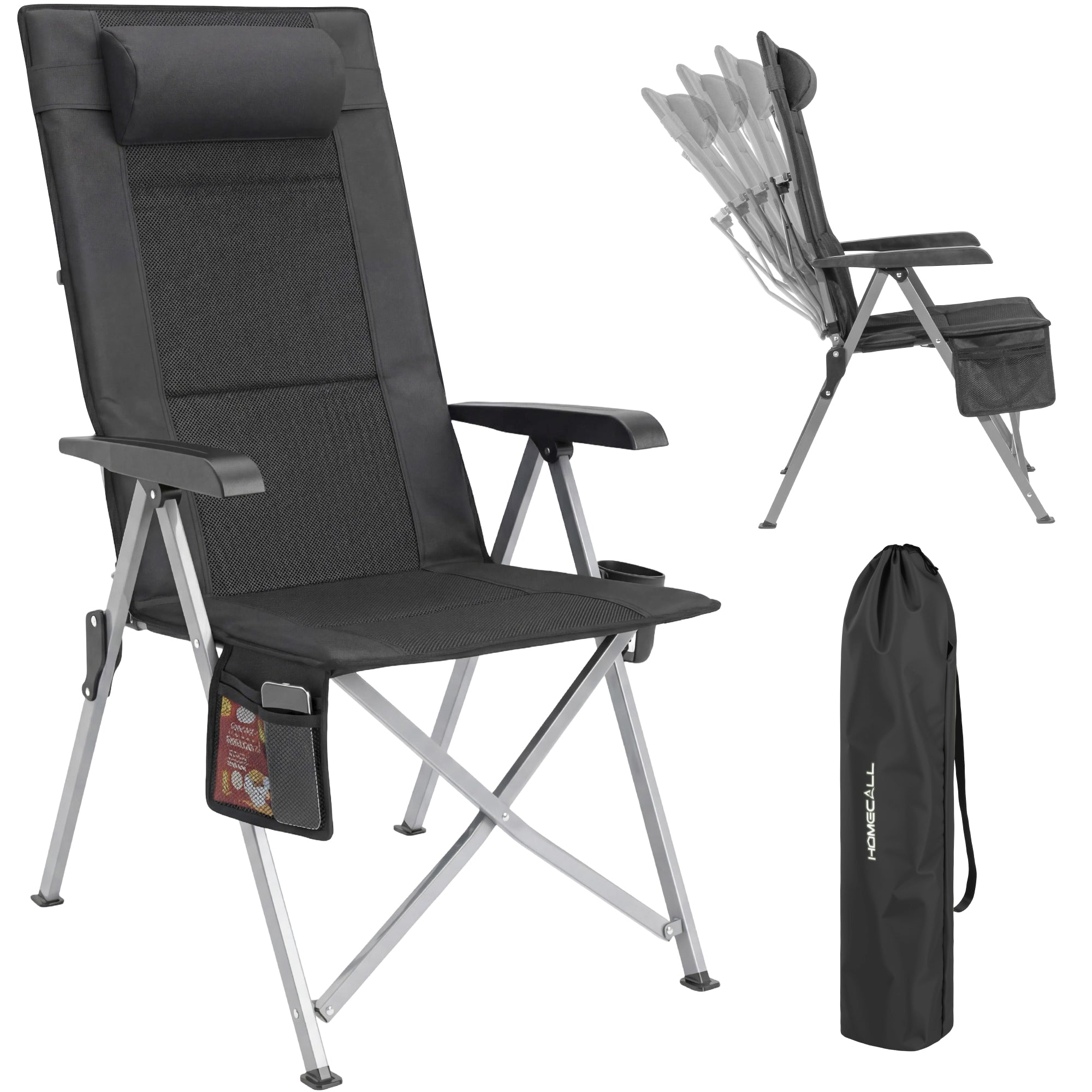 Klappbarer Campingstuhl mit 3D-Mesh-Polsterung – leichter Outdoor-Stuhl für Strand, Picknick und Garten