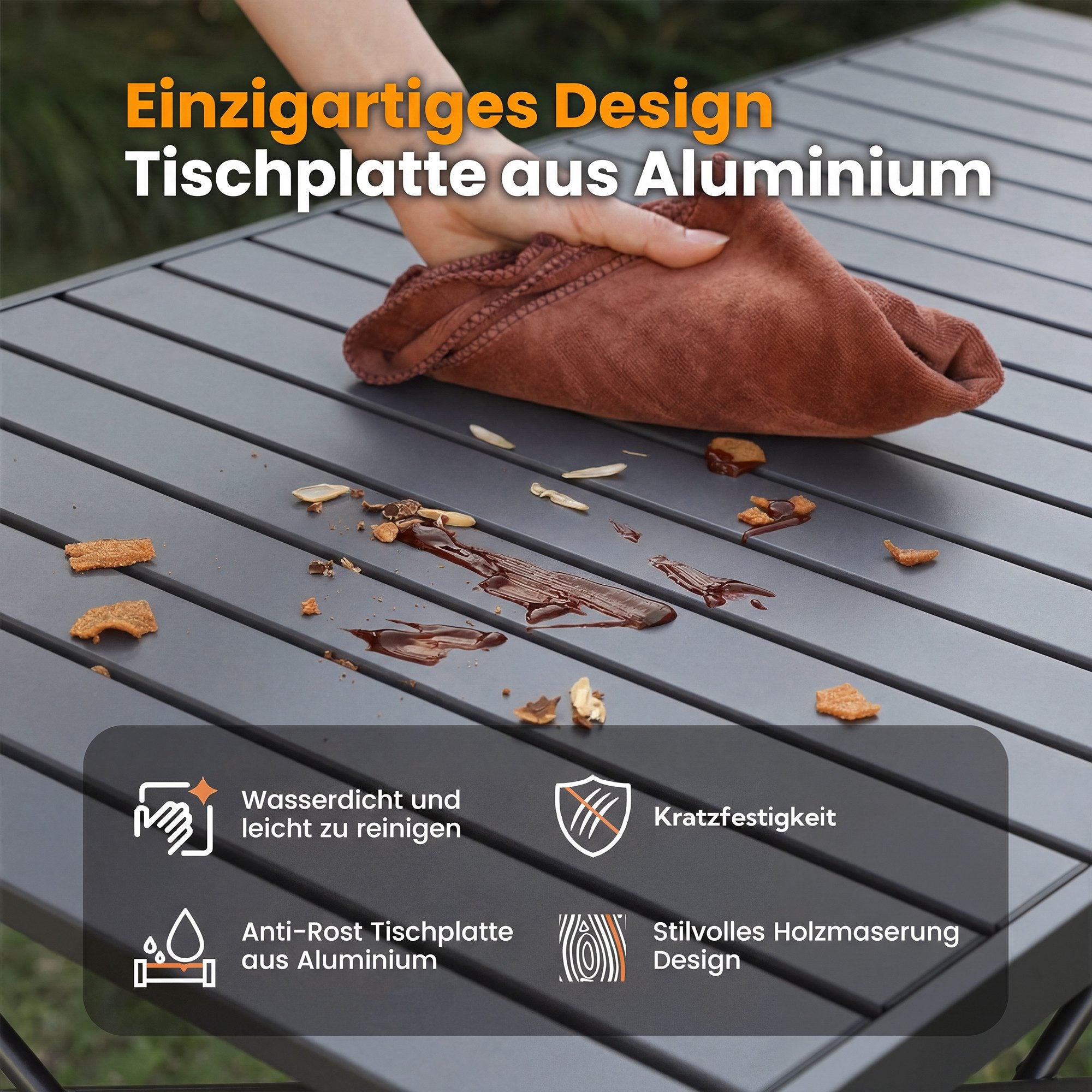 HOMECALL Campingtisch klappbar – stabiler Gartentisch und Balkontisch, tragbar, leicht und platzsparend, Anthrazit