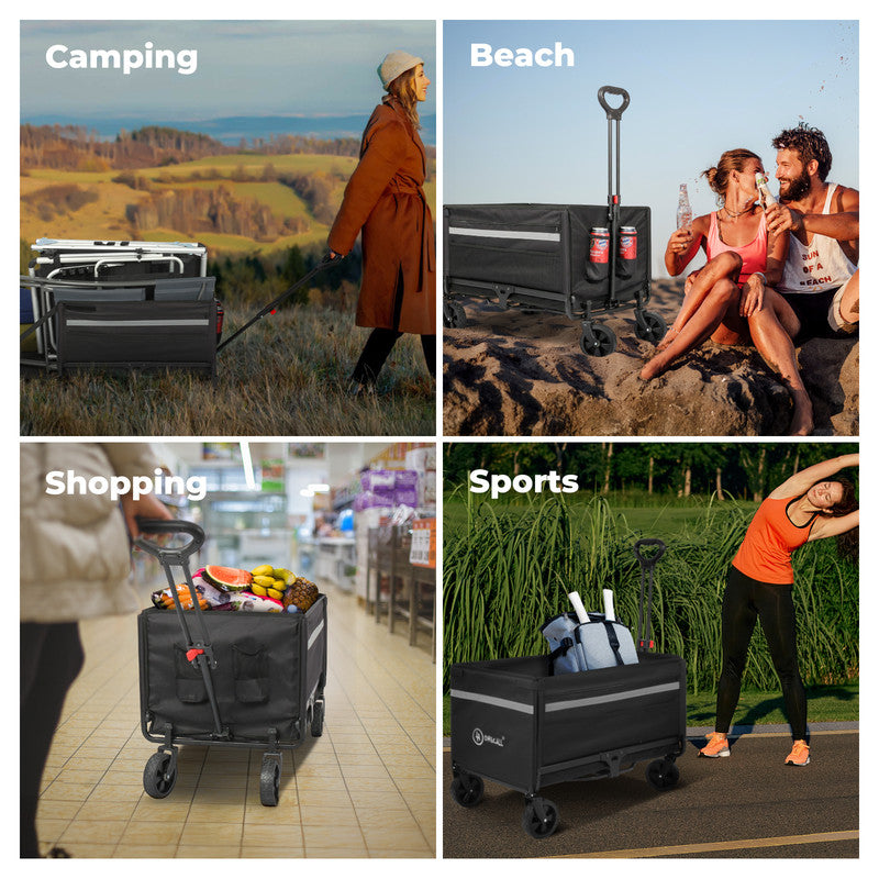 HOMECALL Bollerwagen faltbar 120 L – Handwagen Transportwagen bis 150 kg belastbar mit Regenhülle | B-Ware Sonderposten