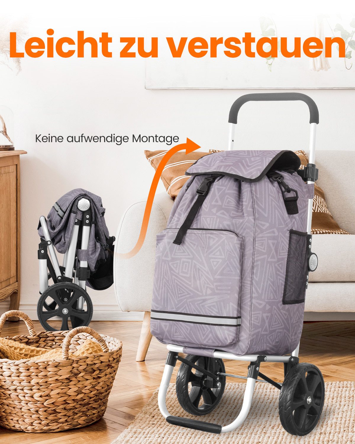 Einkaufstrolley klappbar mit Kühlfach 55 L – Shopping Trolley bis 50 kg belastbar