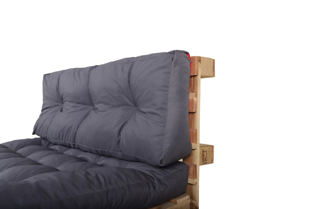 Rückenkissen für Palettenmöbel 120 × 40 × 10/20 cm – Palettenkissen Rückenlehne, Dunkelgrau-Rot