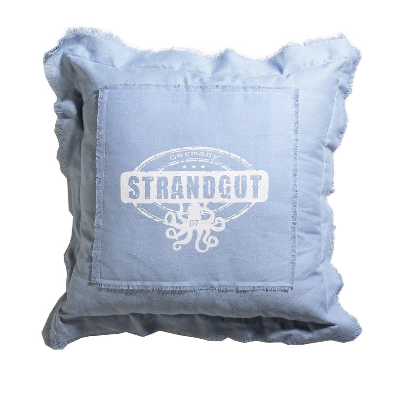 Strandgut07 Dekokissen 53 × 53 cm Beige – Outdoor Kissen mit Reißverschluss, Hellblau