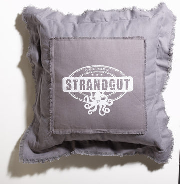 Strandgut07 Dekokissen 53 × 53 cm Beige – Outdoor Kissen mit Reißverschluss, Grau