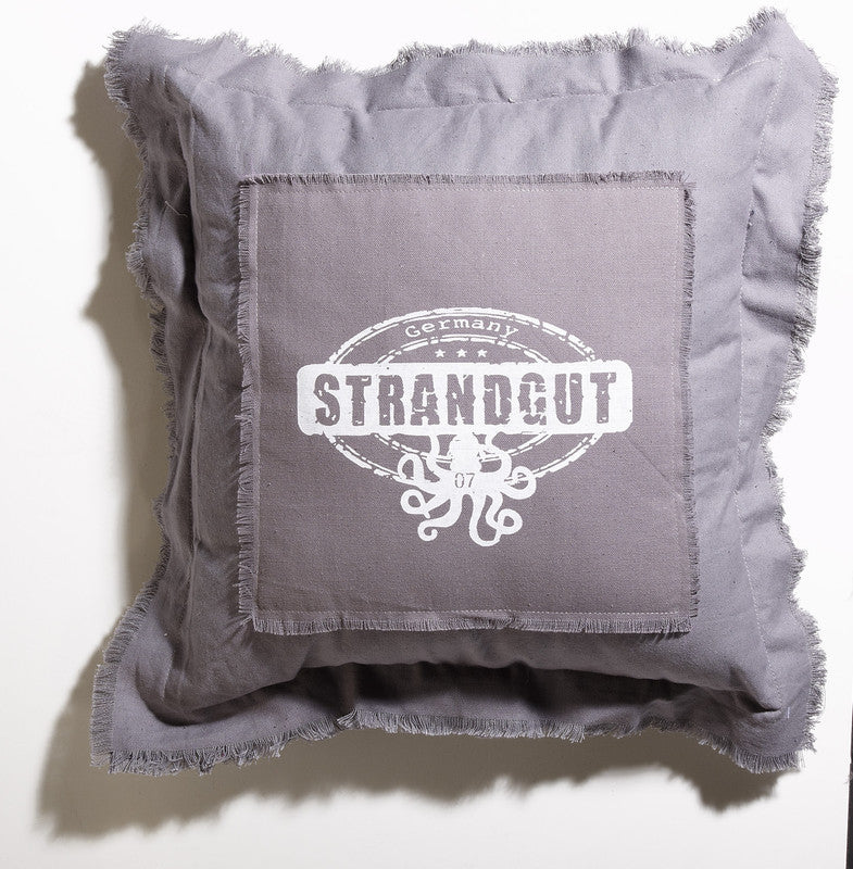 Strandgut07 Dekokissen 53 × 53 cm Beige – Outdoor Kissen mit Reißverschluss, Grau