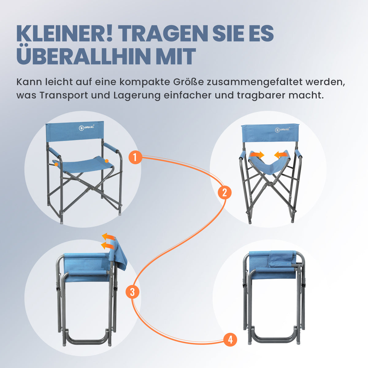 Regiestuhl Ultraleicht Klappstühle Faltbar Campingstuhl Gartenstuhl, Blau