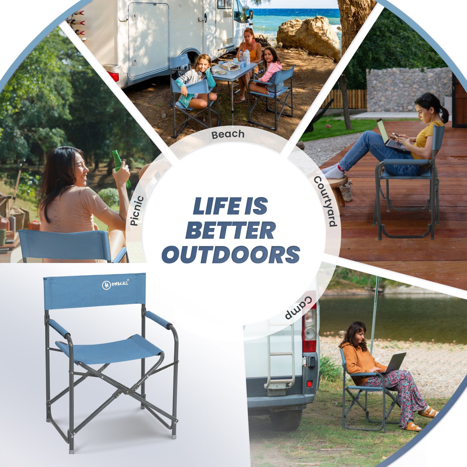 Regiestuhl Ultraleicht Klappstühle Faltbar Campingstuhl Gartenstuhl, Blau