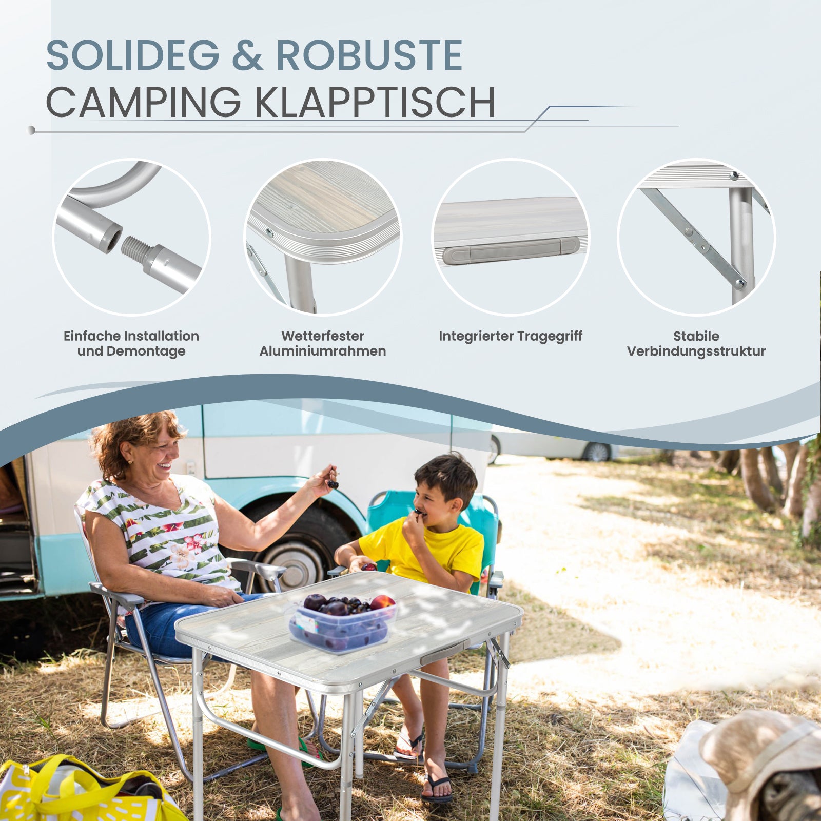 HOMECALL Campingtisch klappbar –  Gartentisch höhenverstellbar | B-Ware Sonderposten