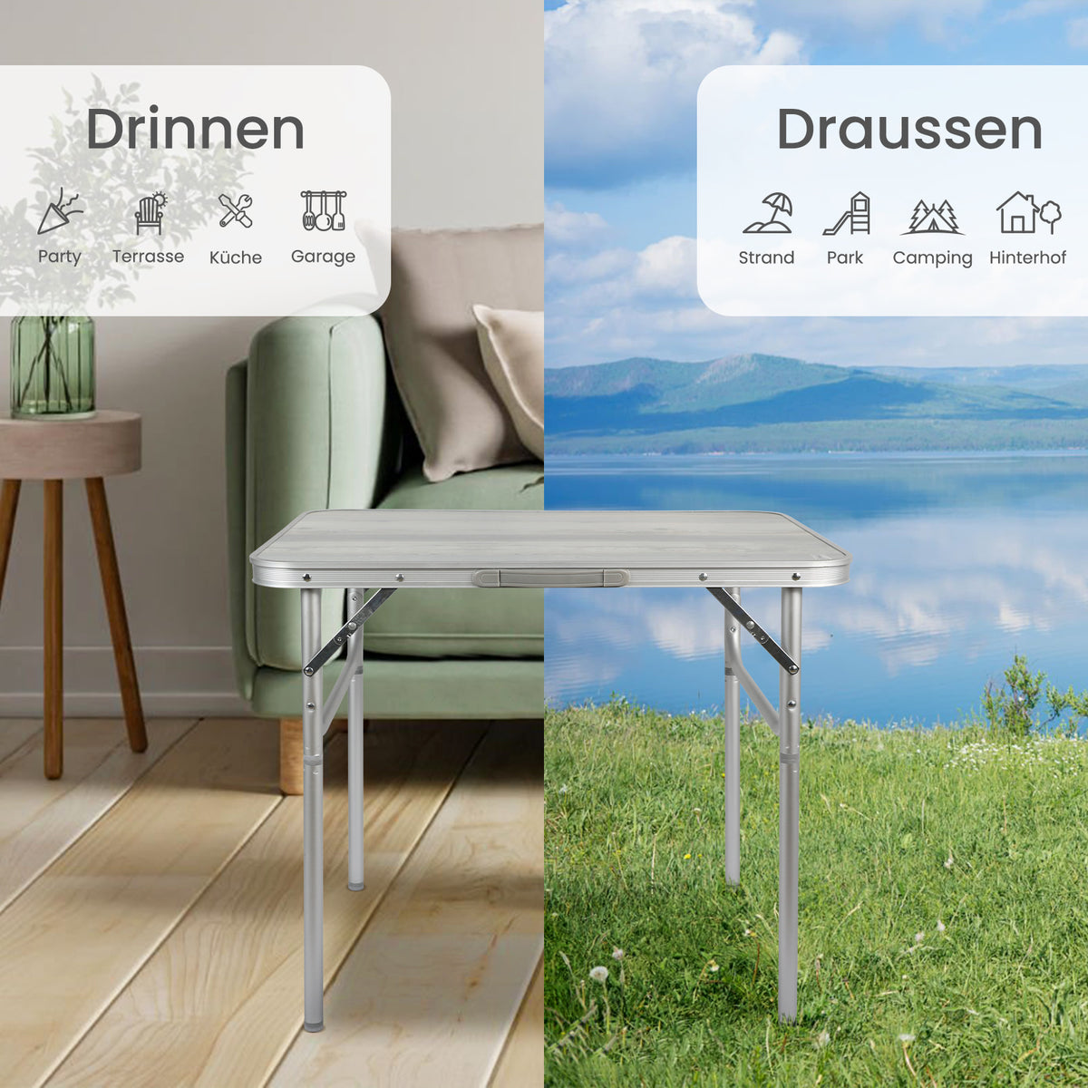 HOMECALL Campingtisch klappbar –  Gartentisch höhenverstellbar | B-Ware Sonderposten