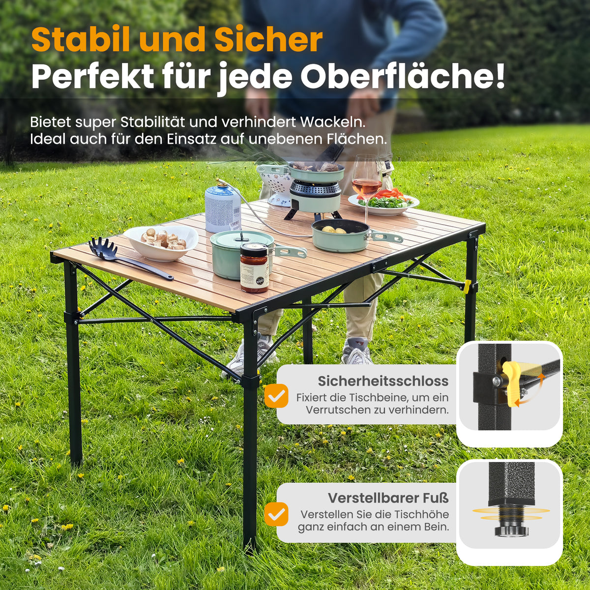 5-tlg. Gartenset Sitzgruppe – Klapptisch ca. 117x70 cm Holzoptik + 4 Hochlehner Hellgrau