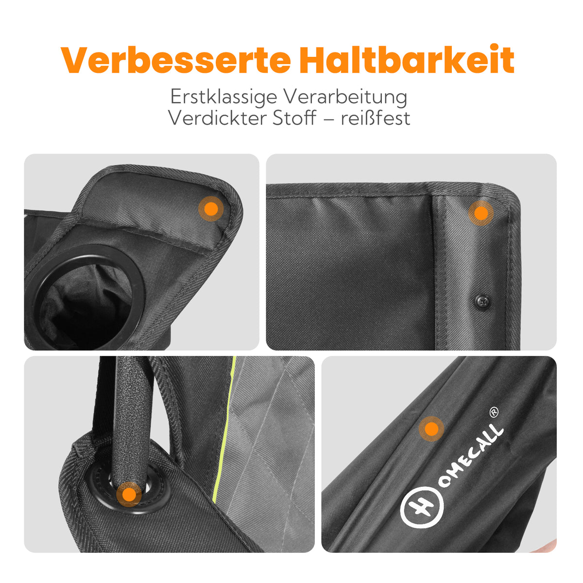 Campingstuhl XXL faltbar mit extra hoher Tragkraft – Robuster Outdoorstuhl mit Getränkehalter für Camping, Garten & Balkon