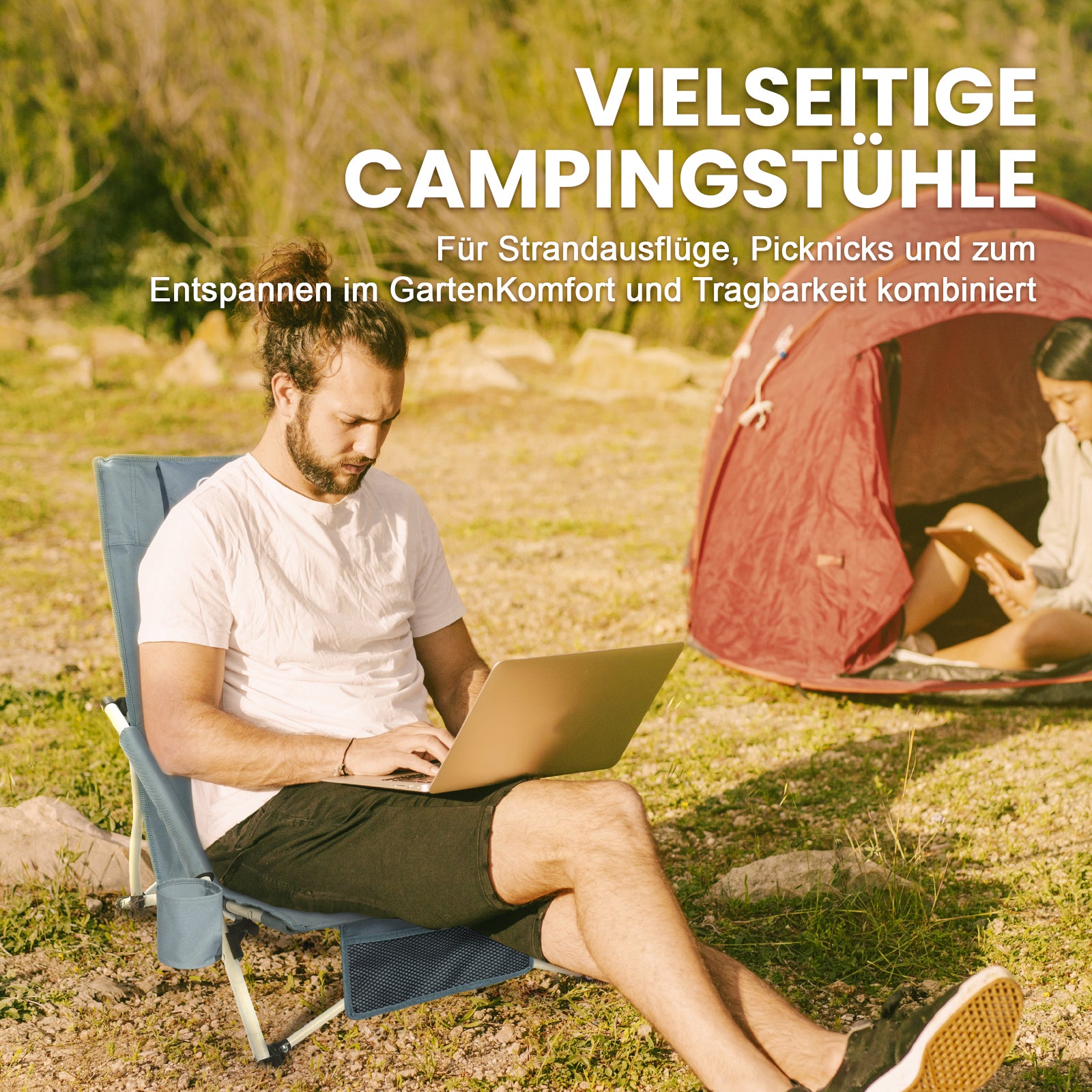 HOMECALL Klappstuhl Strandstuhl Campingstuhl – leicht faltbar bis 120 kg belastbar mit Tragetasche | B-Ware Sonderposten