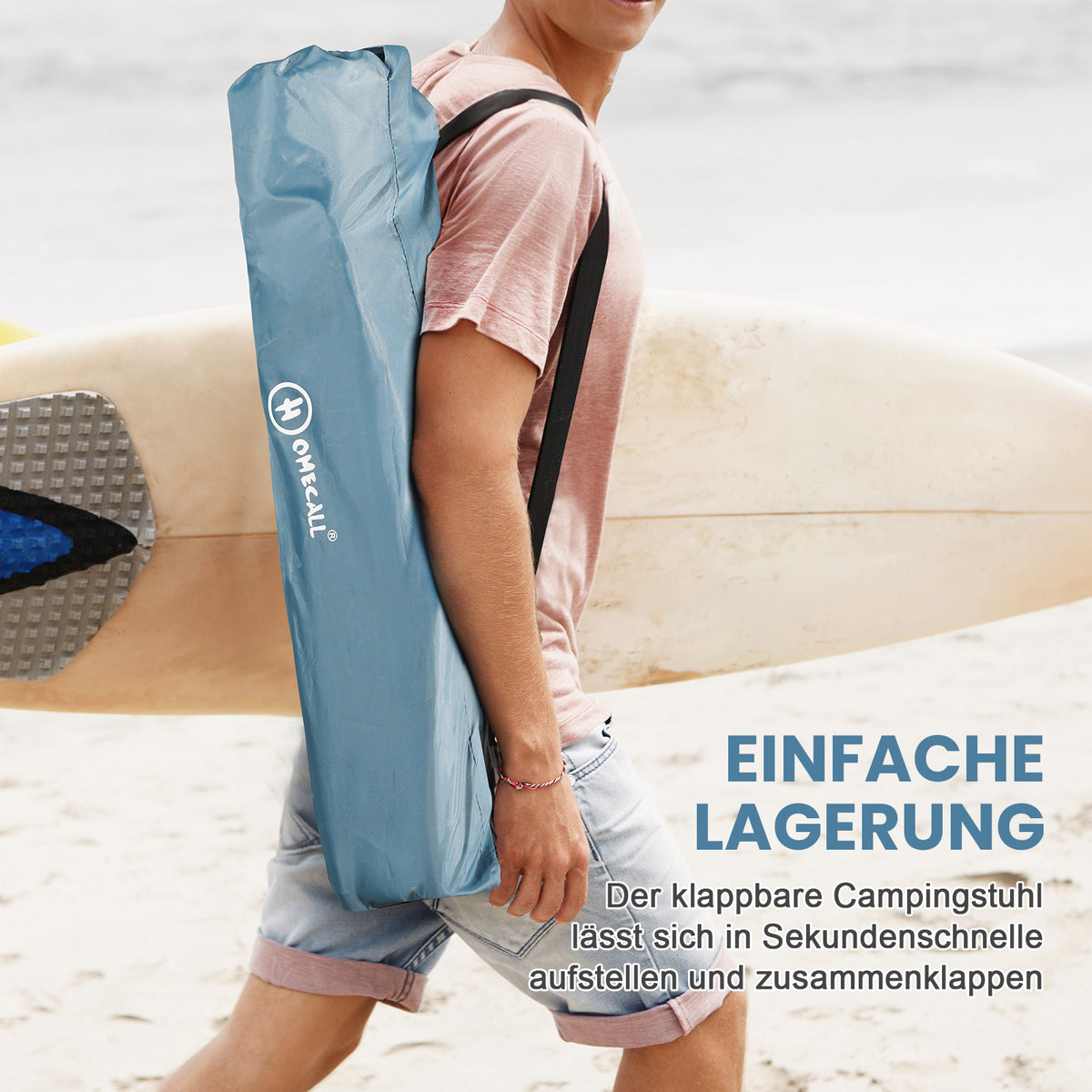 HOMECALL Klappstuhl Strandstuhl Campingstuhl – leicht faltbar bis 120 kg belastbar mit Tragetasche | B-Ware Sonderposten
