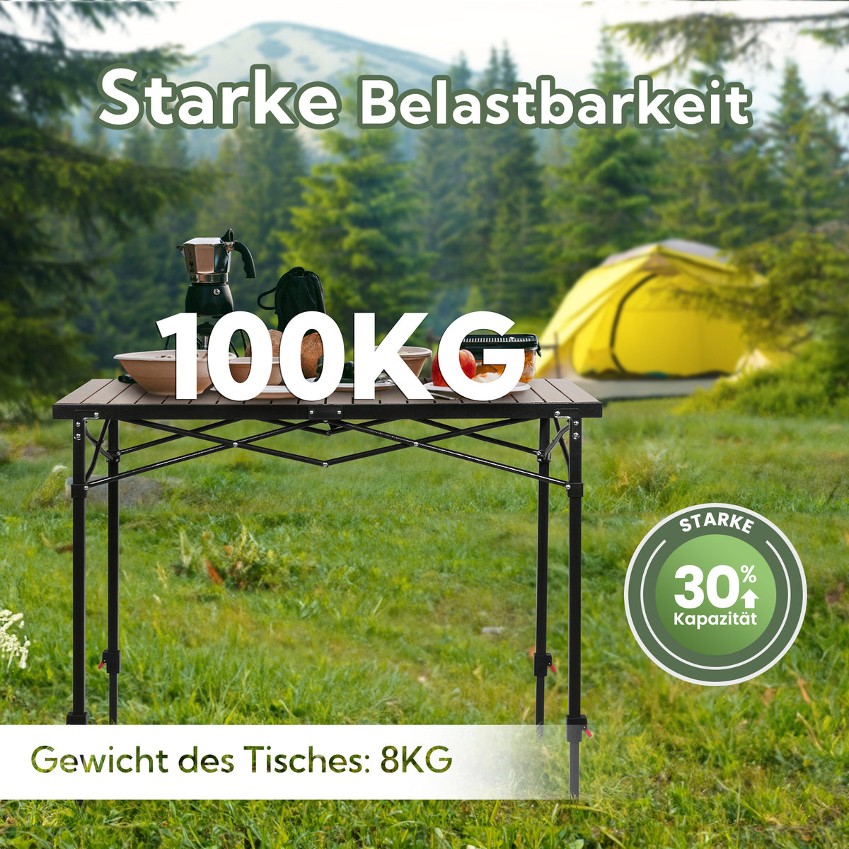 3-tlg. Gartenset Sitzgruppe – Klapptisch ca. 120x70 cm höhenverstellbar Holzoptik + 2 Hochlehner Hellgrau