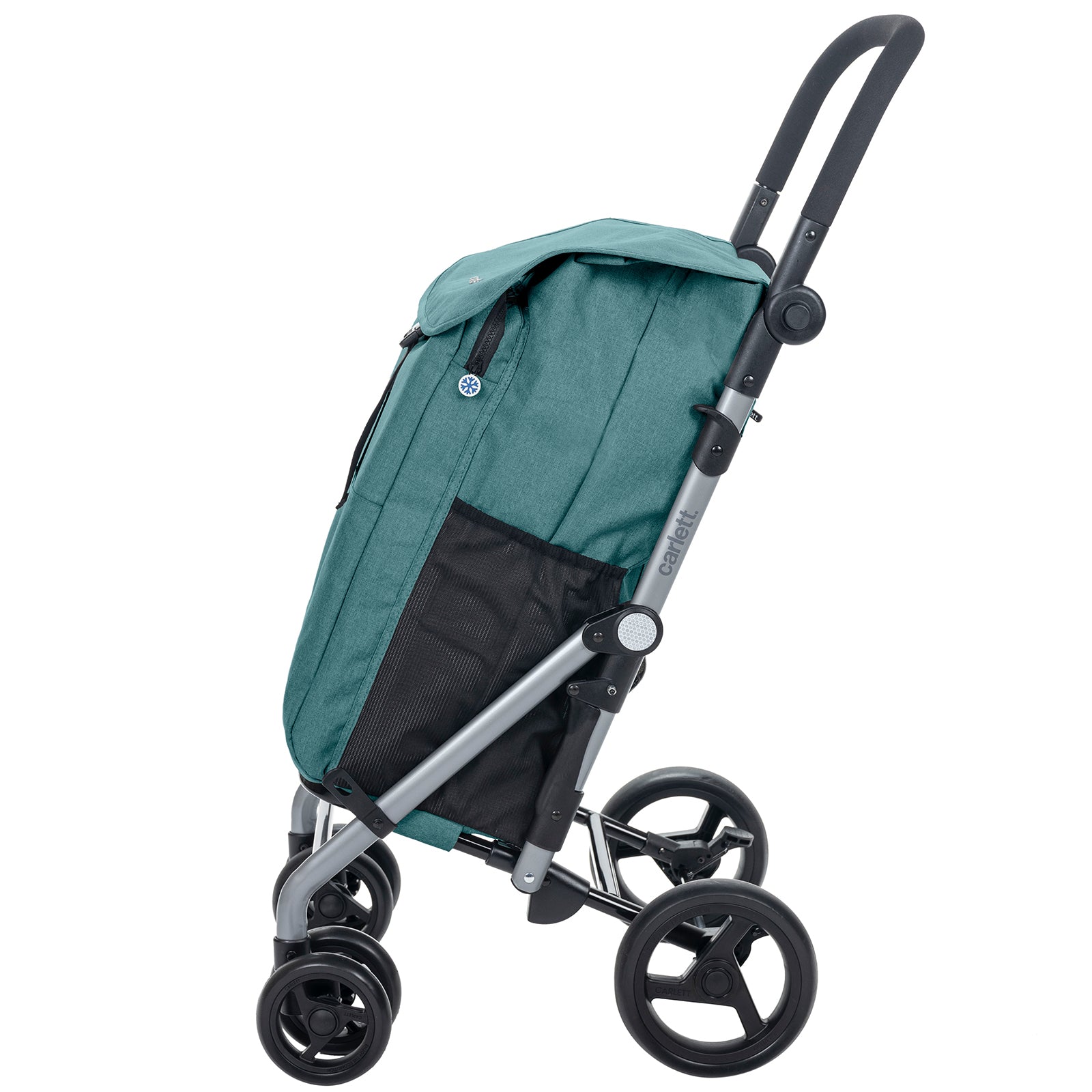 Einkaufstrolley klappbar 53 L mit Kühltasche – Einkaufswagen bis 25 kg belastbar faltbarer Shopping Trolley blau-grün