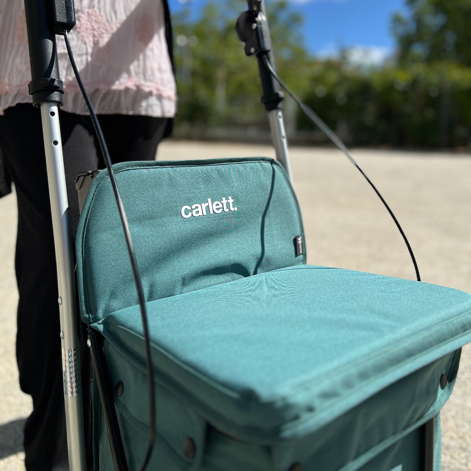 Einkaufswagen mit Sitz – Rollator Einkaufstrolley 36 L faltbar bis 125 kg belastbar,  Einkaufshilfe blau-grün
