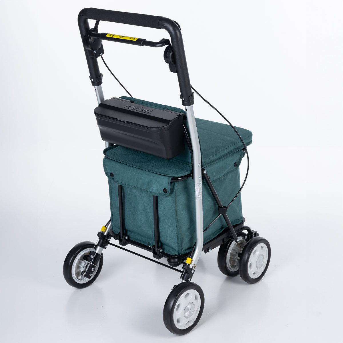 Einkaufswagen mit Sitz – Rollator Einkaufstrolley 36 L faltbar bis 125 kg belastbar,  Einkaufshilfe blau-grün