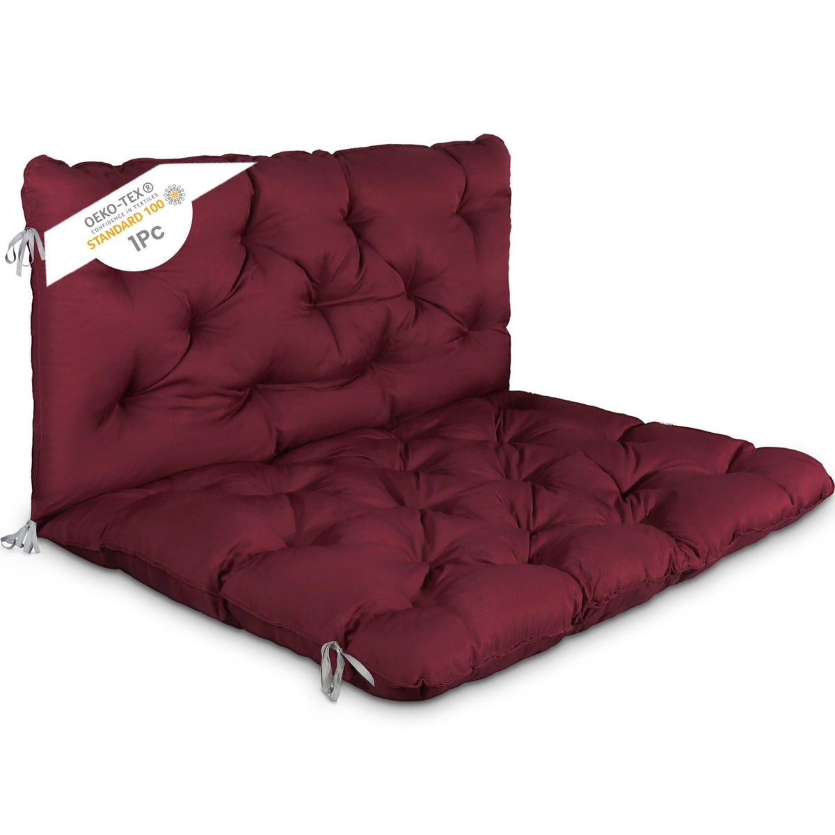 Dekokissen Palettenkissen Sitzauflage Sitzkissen mit Rückenlehne ca. 120 x 140 x 12cm, Rot