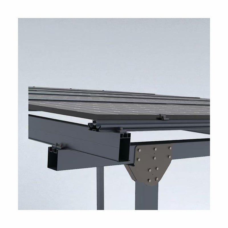 Doppelcarport Carport Gestell für 2 Autos Aluminium inkl. 15 Solarmodule, Schwarz